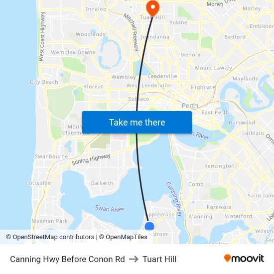Canning Hwy Before Conon Rd to Tuart Hill map