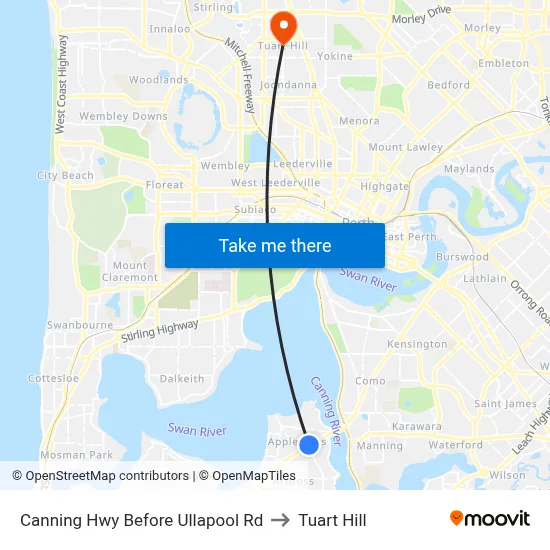 Canning Hwy Before Ullapool Rd to Tuart Hill map