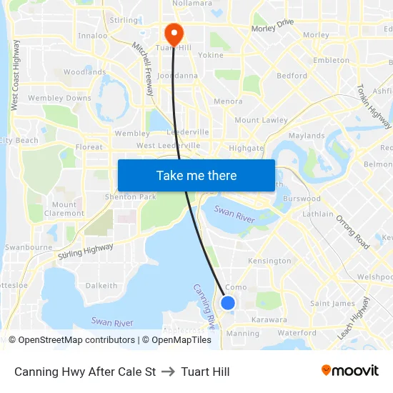 Canning Hwy After Cale St to Tuart Hill map