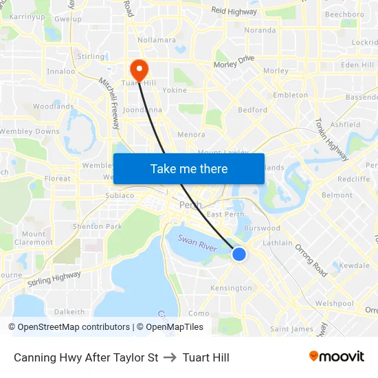 Canning Hwy After Taylor St to Tuart Hill map