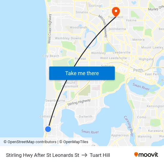 Stirling Hwy After St Leonards St to Tuart Hill map