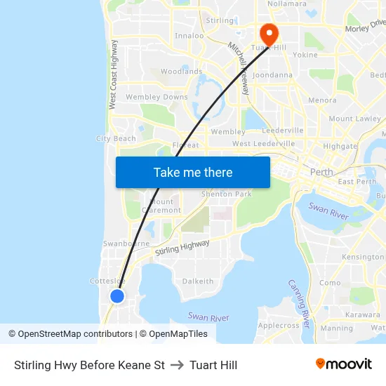 Stirling Hwy Before Keane St to Tuart Hill map