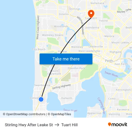 Stirling Hwy After Leake St to Tuart Hill map