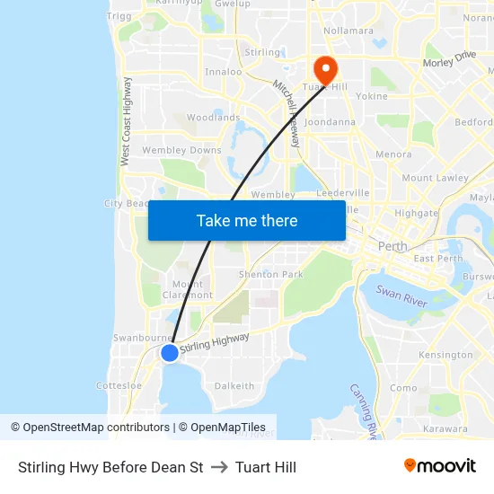 Stirling Hwy Before Dean St to Tuart Hill map