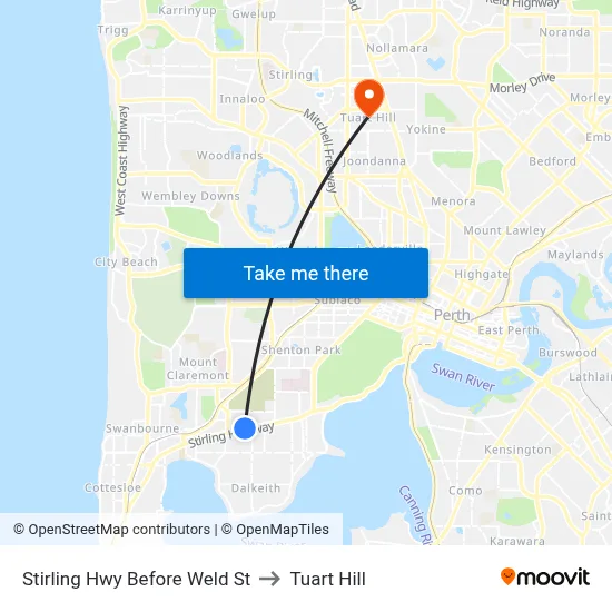 Stirling Hwy Before Weld St to Tuart Hill map