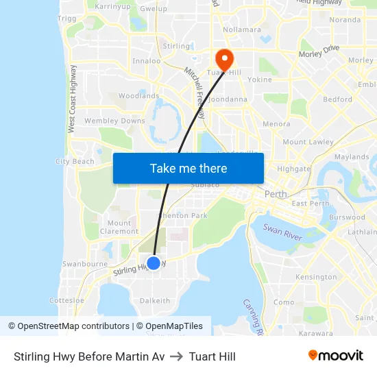 Stirling Hwy Before Martin Av to Tuart Hill map