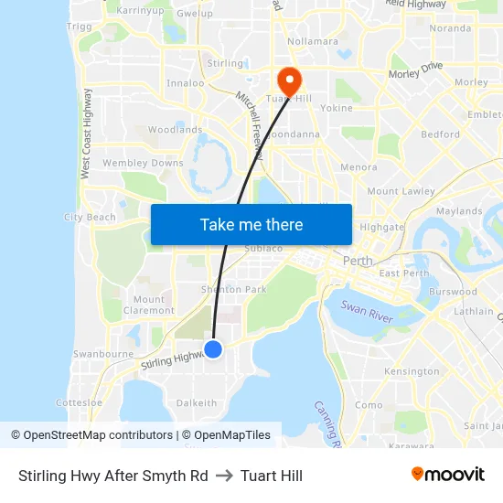 Stirling Hwy After Smyth Rd to Tuart Hill map