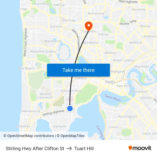 Stirling Hwy After Clifton St to Tuart Hill map
