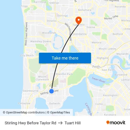 Stirling Hwy Before Taylor Rd to Tuart Hill map