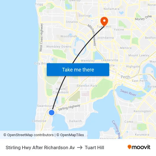 Stirling Hwy After Richardson Av to Tuart Hill map