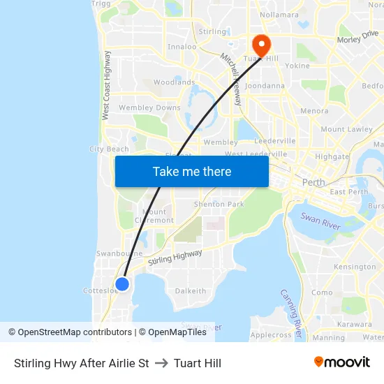Stirling Hwy After Airlie St to Tuart Hill map