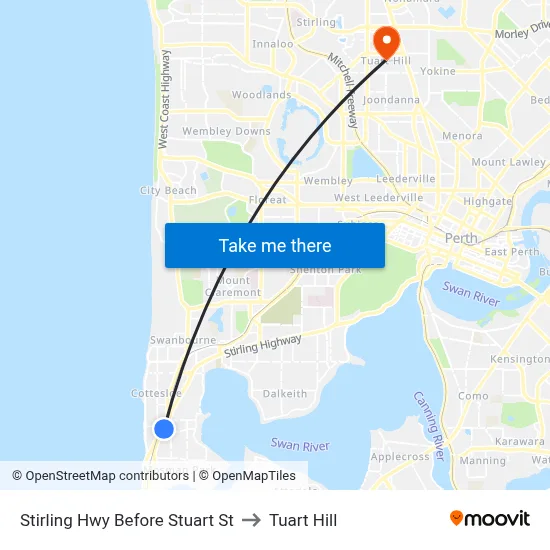 Stirling Hwy Before Stuart St to Tuart Hill map