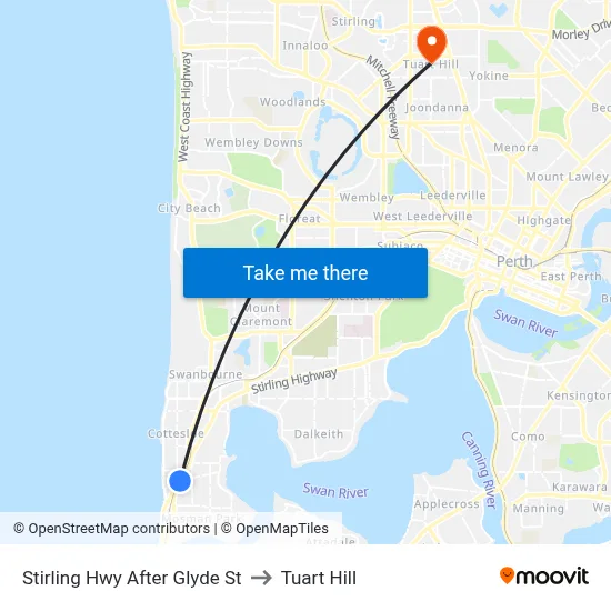 Stirling Hwy After Glyde St to Tuart Hill map