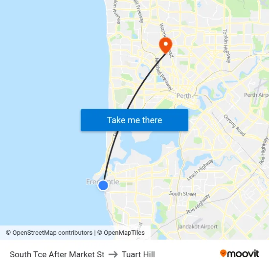 South Tce After Market St to Tuart Hill map