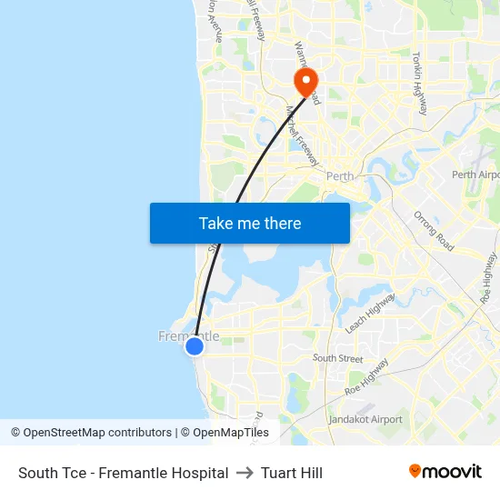 South Tce - Fremantle Hospital to Tuart Hill map