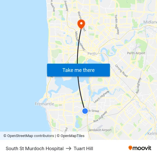 South St Murdoch Hospital to Tuart Hill map