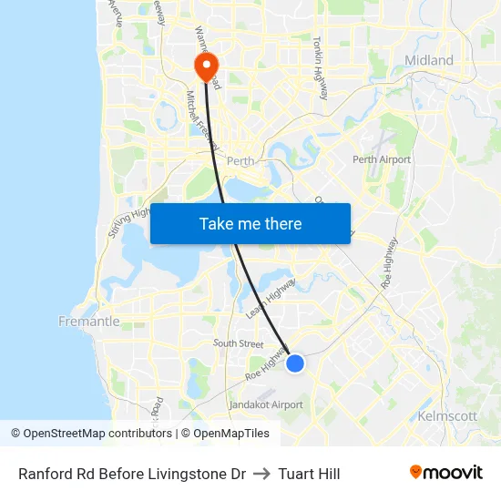 Ranford Rd Before Livingstone Dr to Tuart Hill map