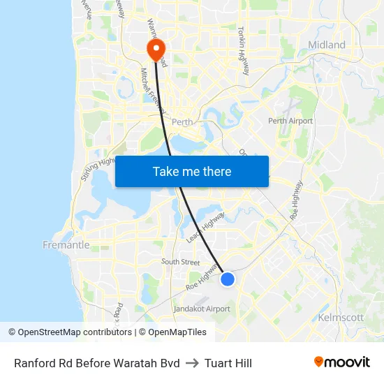 Ranford Rd Before Waratah Bvd to Tuart Hill map