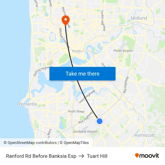 Ranford Rd Before Banksia Esp to Tuart Hill map