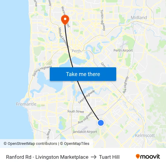 Ranford Rd - Livingston Marketplace to Tuart Hill map