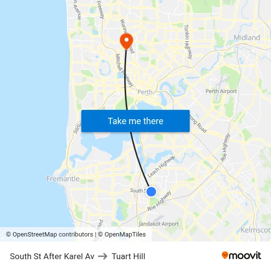 South St After Karel Av to Tuart Hill map