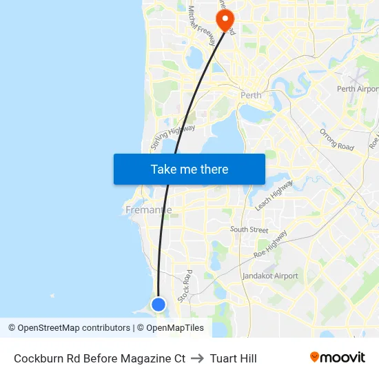 Cockburn Rd Before Magazine Ct to Tuart Hill map