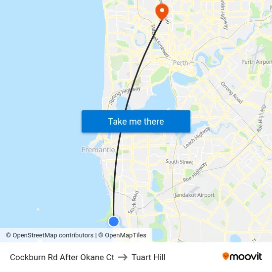 Cockburn Rd After Okane Ct to Tuart Hill map