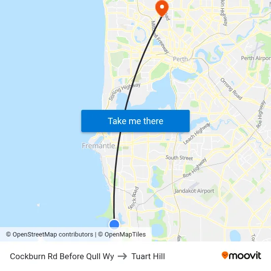 Cockburn Rd Before Qull Wy to Tuart Hill map