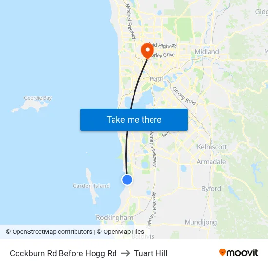 Cockburn Rd Before Hogg Rd to Tuart Hill map
