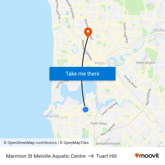 Marmion St Melville Aquatic Centre to Tuart Hill map