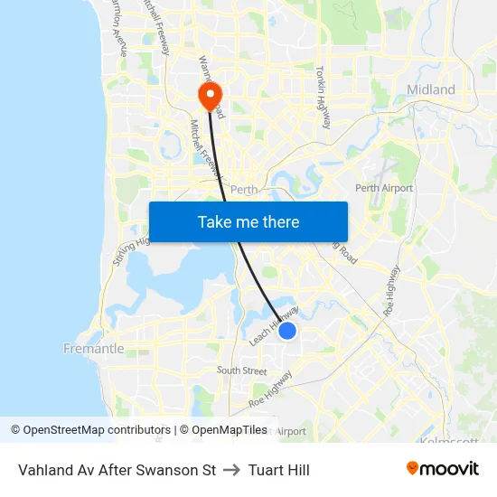 Vahland Av After Swanson St to Tuart Hill map
