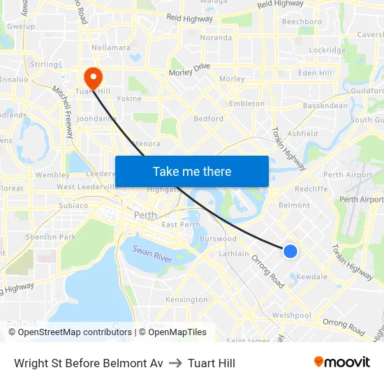 Wright St Before Belmont Av to Tuart Hill map