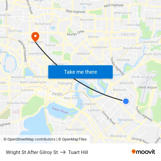 Wright St After Gilroy St to Tuart Hill map