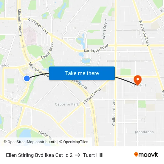 Ellen Stirling Bvd Ikea Cat Id 2 to Tuart Hill map