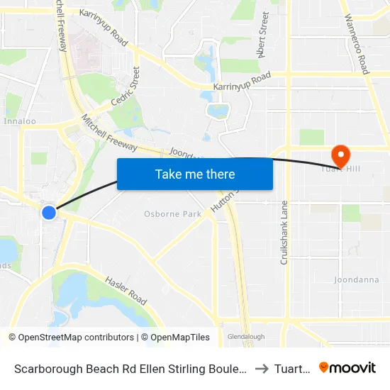 Scarborough Beach Rd Ellen Stirling Boulevard Cat Id 5 to Tuart Hill map