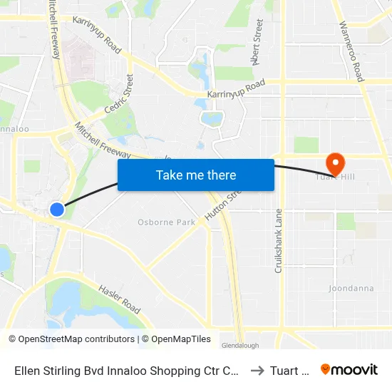 Ellen Stirling Bvd Innaloo Shopping Ctr Cat Id 4 to Tuart Hill map