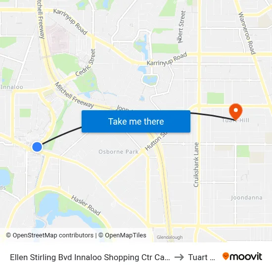 Ellen Stirling Bvd Innaloo Shopping Ctr Cat Id 35 to Tuart Hill map