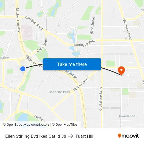 Ellen Stirling Bvd Ikea Cat Id 38 to Tuart Hill map