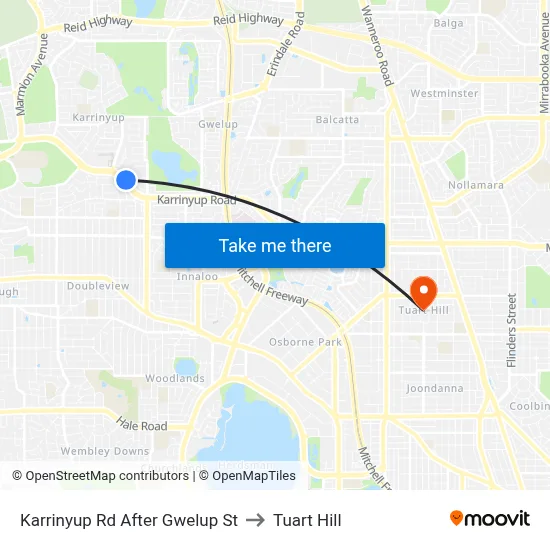 Karrinyup Rd After Gwelup St to Tuart Hill map