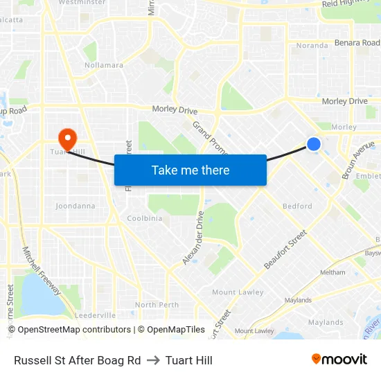 Russell St After Boag Rd to Tuart Hill map
