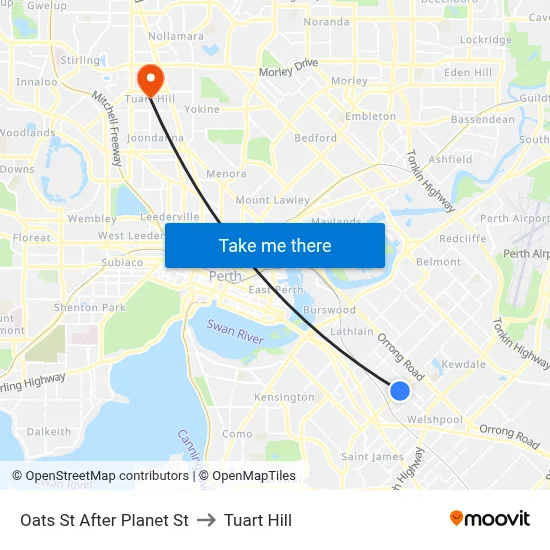 Oats St After Planet St to Tuart Hill map