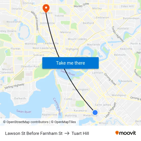 Lawson St Before Farnham St to Tuart Hill map