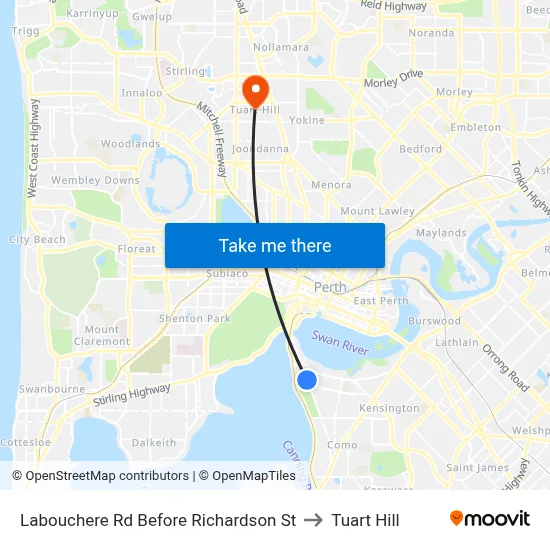 Labouchere Rd Before Richardson St to Tuart Hill map
