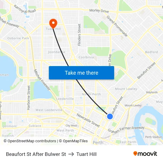 Beaufort St After Bulwer St to Tuart Hill map