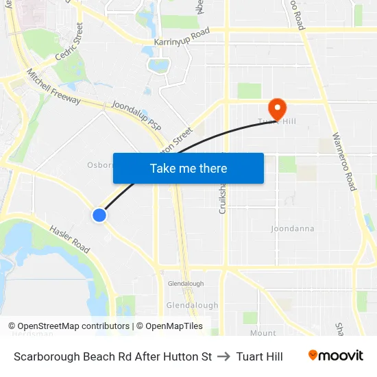 Scarborough Beach Rd After Hutton St to Tuart Hill map