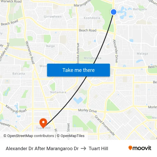 Alexander Dr After Marangaroo Dr to Tuart Hill map