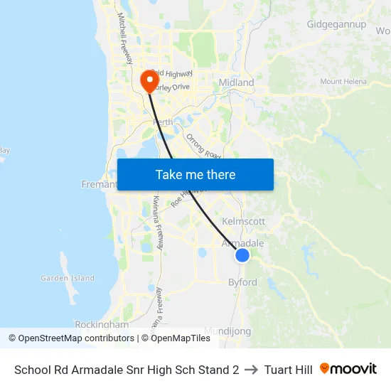 School Rd Armadale Snr High Sch Stand 2 to Tuart Hill map