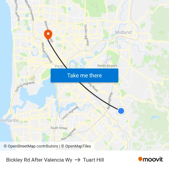 Bickley Rd After Valencia Wy to Tuart Hill map