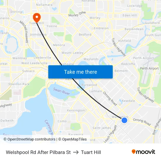 Welshpool Rd After Pilbara St to Tuart Hill map
