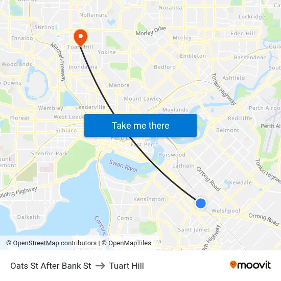 Oats St After Bank St to Tuart Hill map